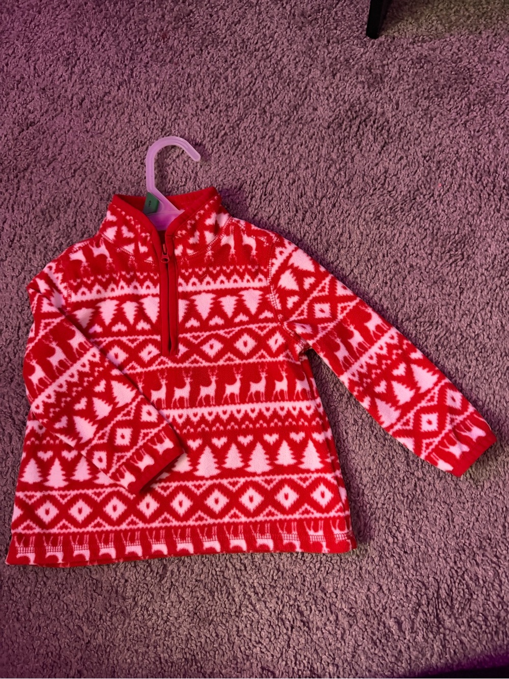 OshKosh B'gosh Red and White Holiday Quarter-Zip Fleece